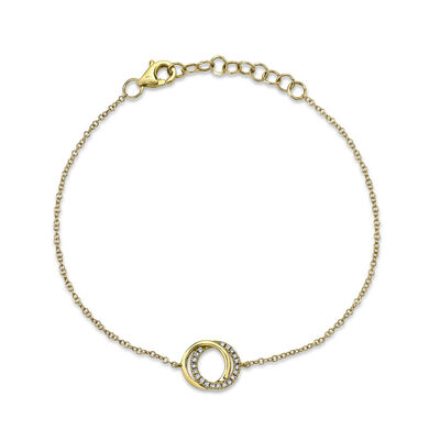 Diamond Love Knot Circle Bracelet in 14k Yellow Gold